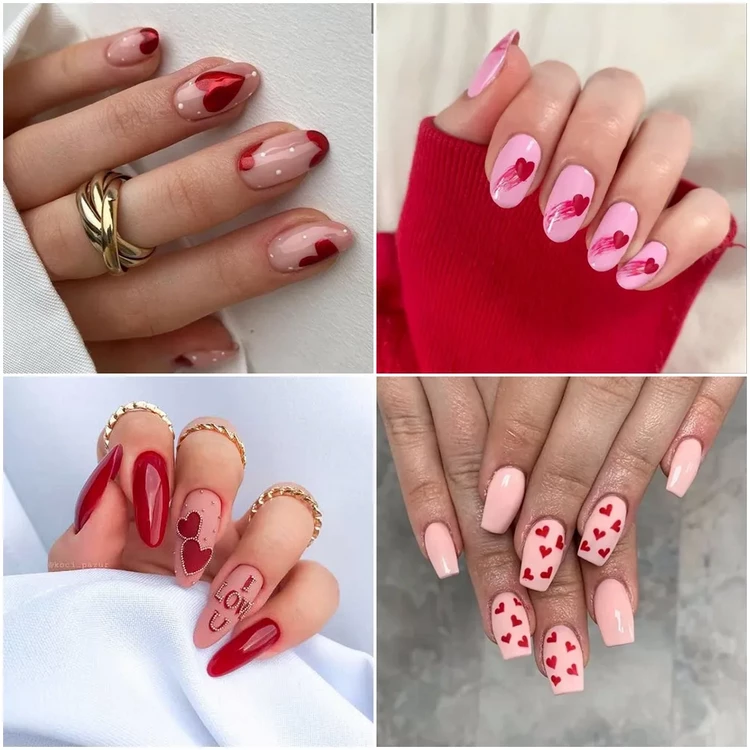 short and long nails ideas for Valentines day