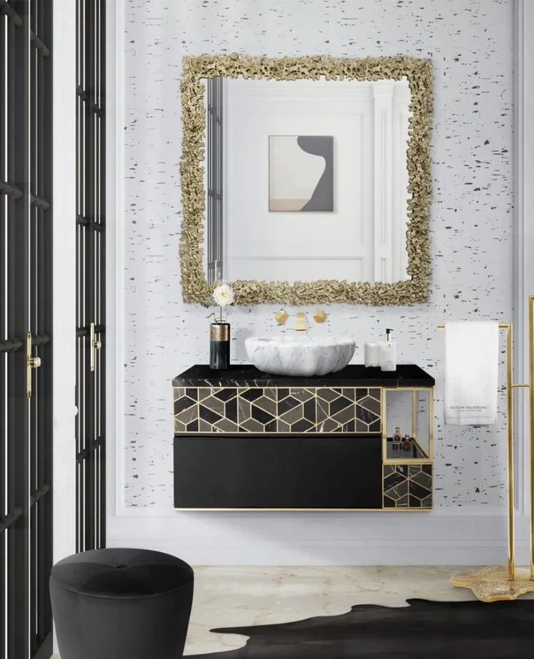 floating vanity half bathroom design ideas