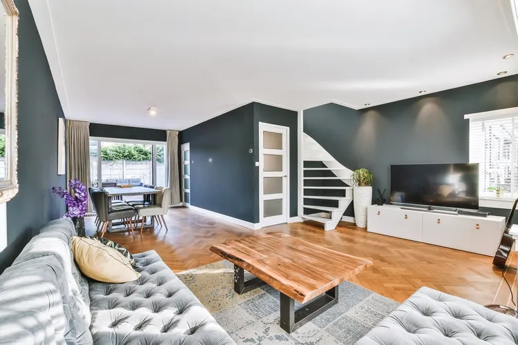 Asymmetrical Interior Design open plan living room