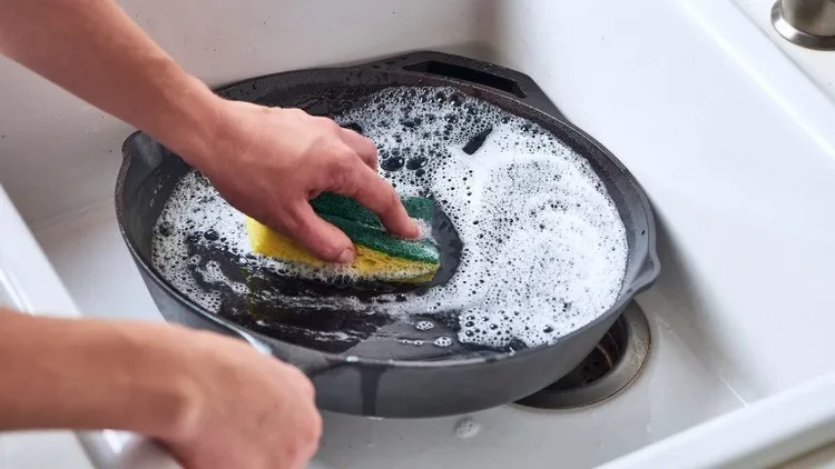 Clean Cast Iron with Dish Soap