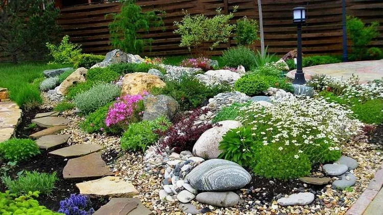 Rocks in a Flower Bed Landscape design ideas