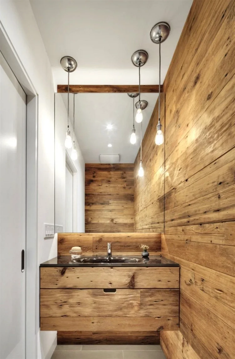 Ideas de decoración de paredes de baño y pisos de madera