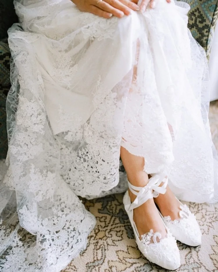elegant flat shoes for brides