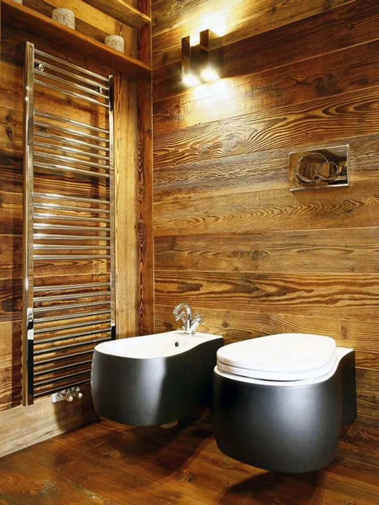 usar madera natural en el baño es muy posible