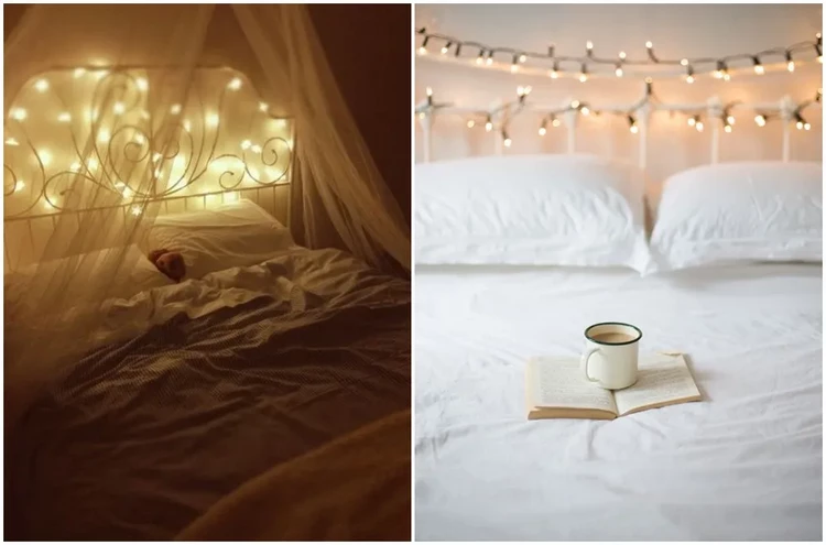 Decorate the Headboard with Fairy Lights