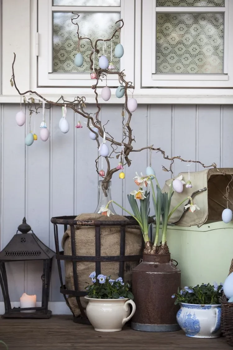 Decorate the area at the front door for Easter