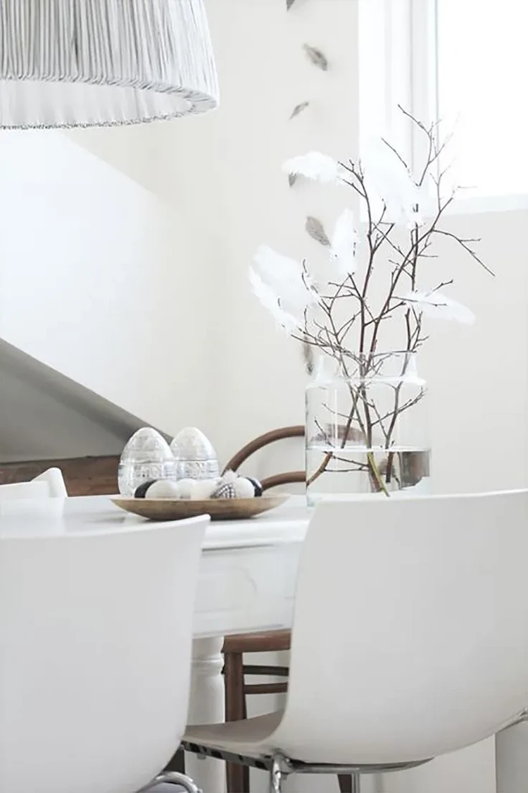 Modern minimalist Easter decor ideas table centerpiece