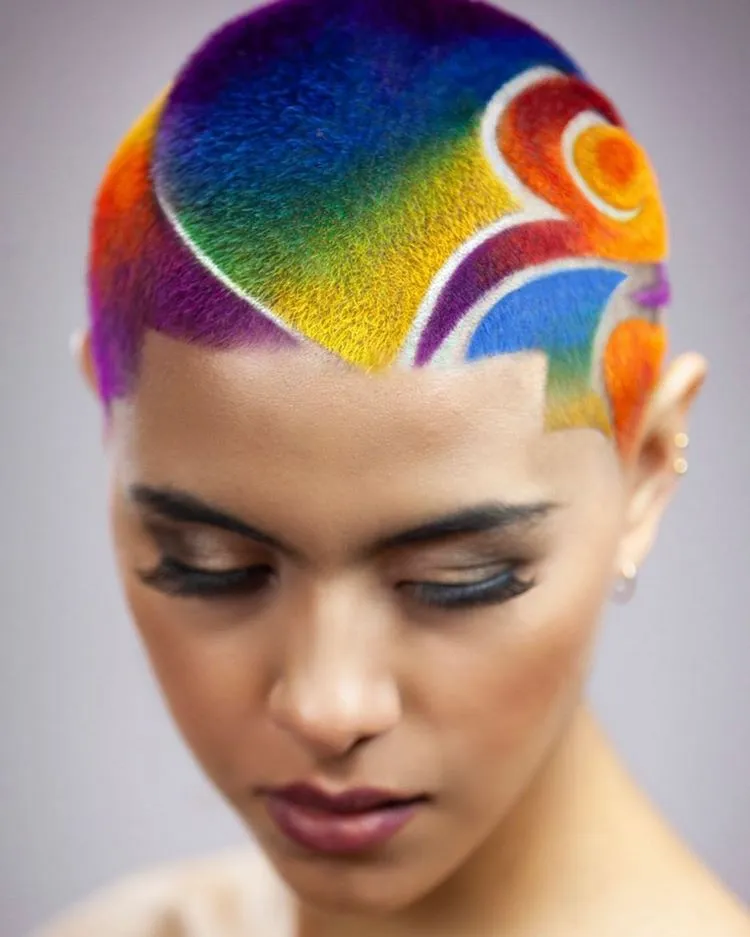 Shaved Head Dyed Designs Ideas