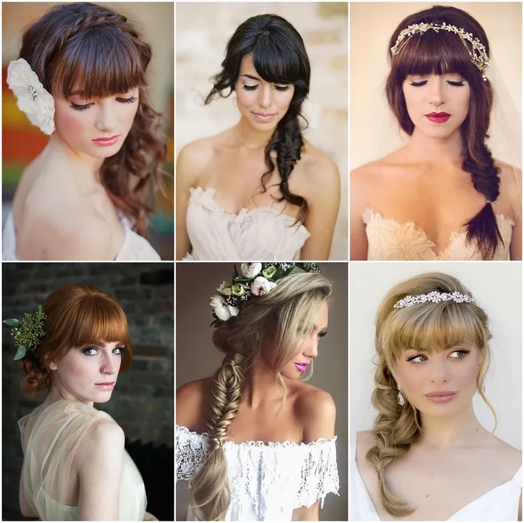2022 Braided Wedding Hairstyles with Bangs
