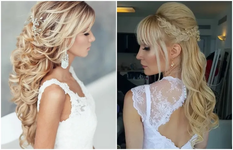 2022 Wedding Hairstyles with Bangs for Long Hair Bridal hairdos