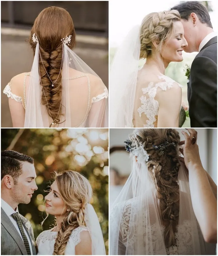 2022 Wedding Hairstyles with Veil Braids Ideas