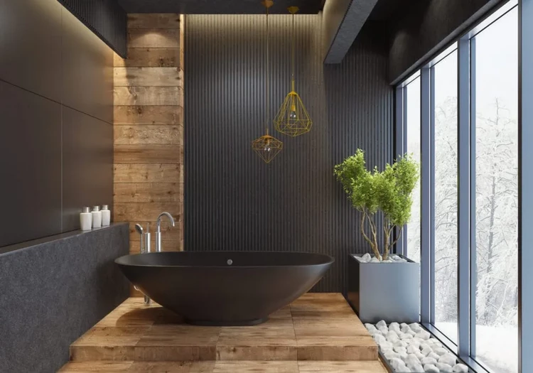 elegant stylish minimalist bathroom interior