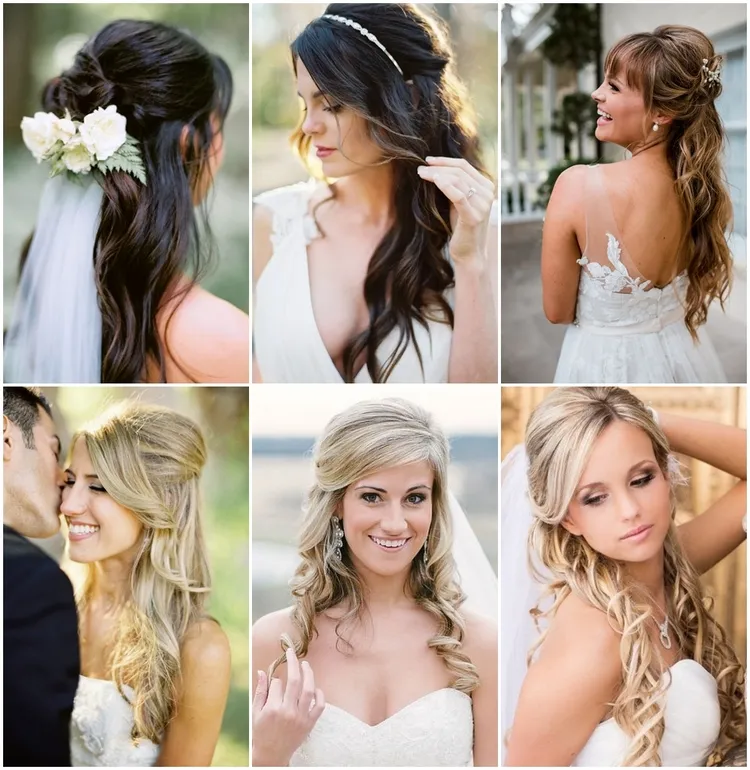 Trendy Half Up Wedding Hair With Bangs