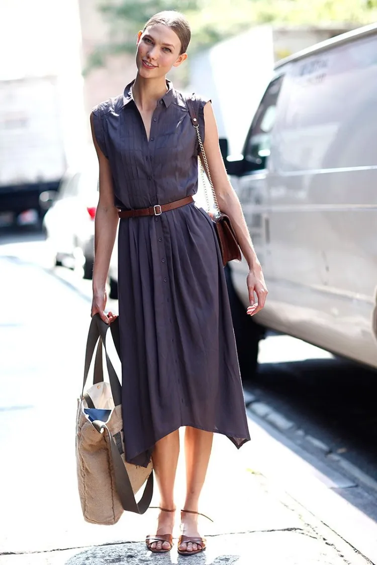 leather belt and sandals with a long summer dress 2022