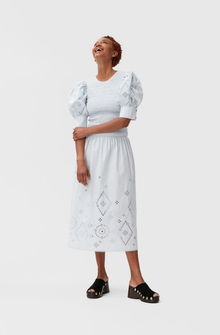 Feminine bohemian style maxi dress with embroidery