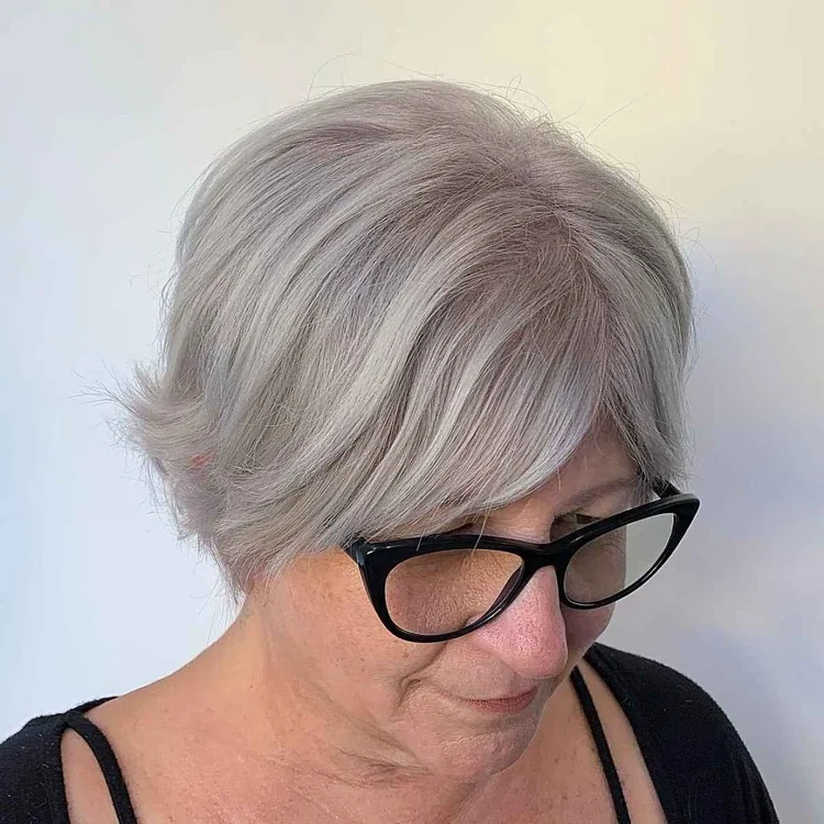 Pixie bob with curtain bangs for women over 60