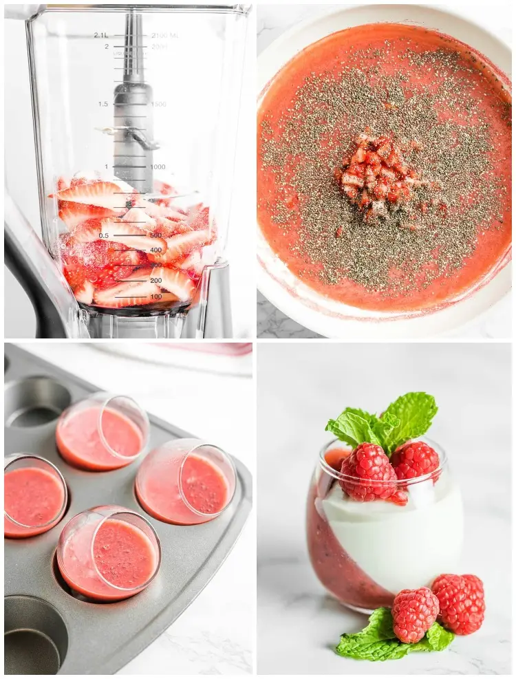 Recipe for dessert with agar agar strawberry panna cotta