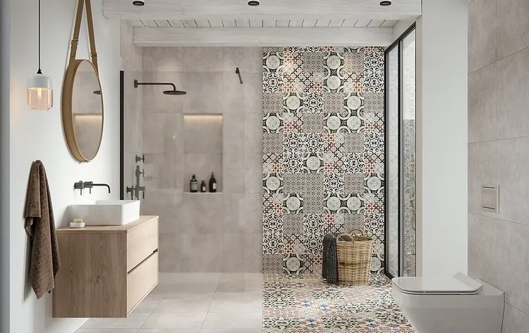 contemporary bathroom tile decor accent wall ideas