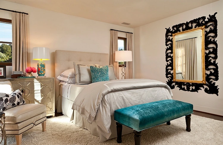 luxurious furniture and mirror mediterranean bedroom design