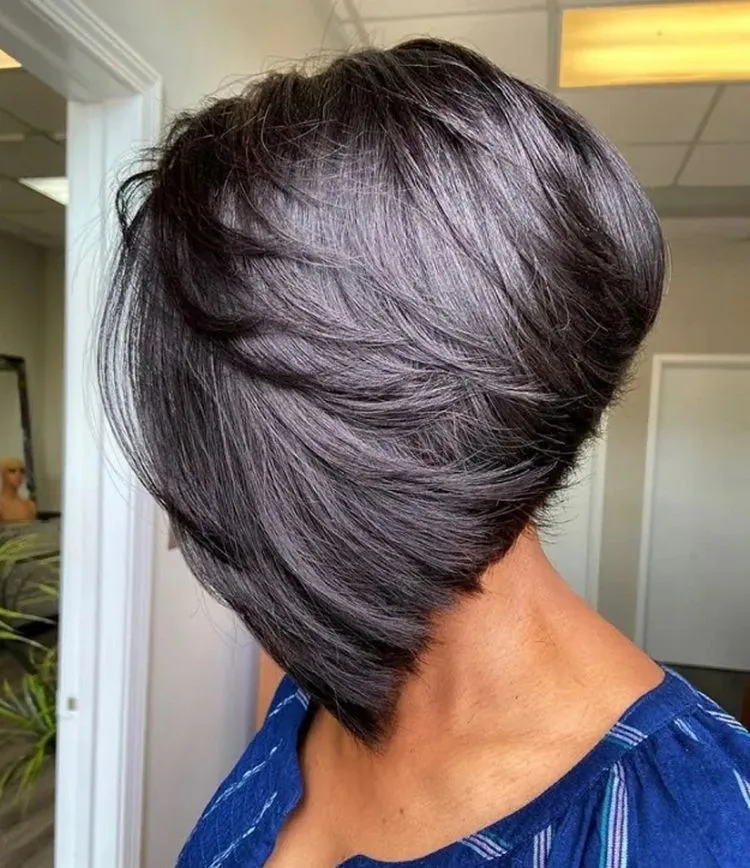 Trendy Short Haircuts 2022 A Line Feathered Bob