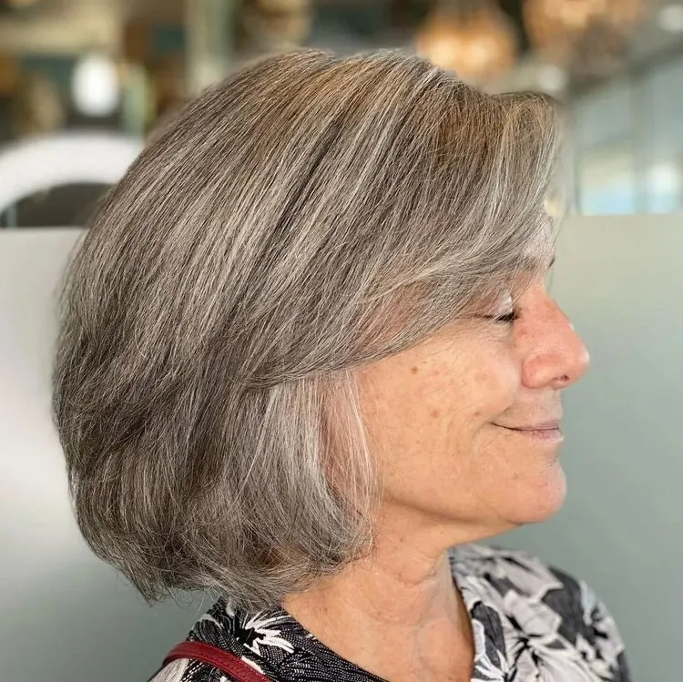 Feathered Short Haircut for Older Ladies