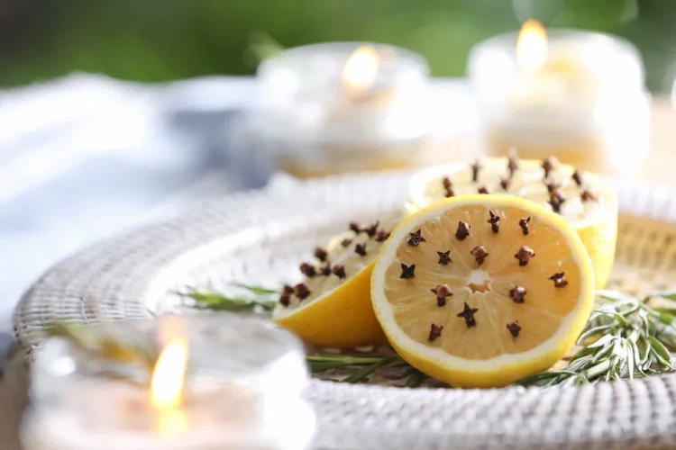 Halved lemons with cloves natural home remedies to get rid of mosquitoes