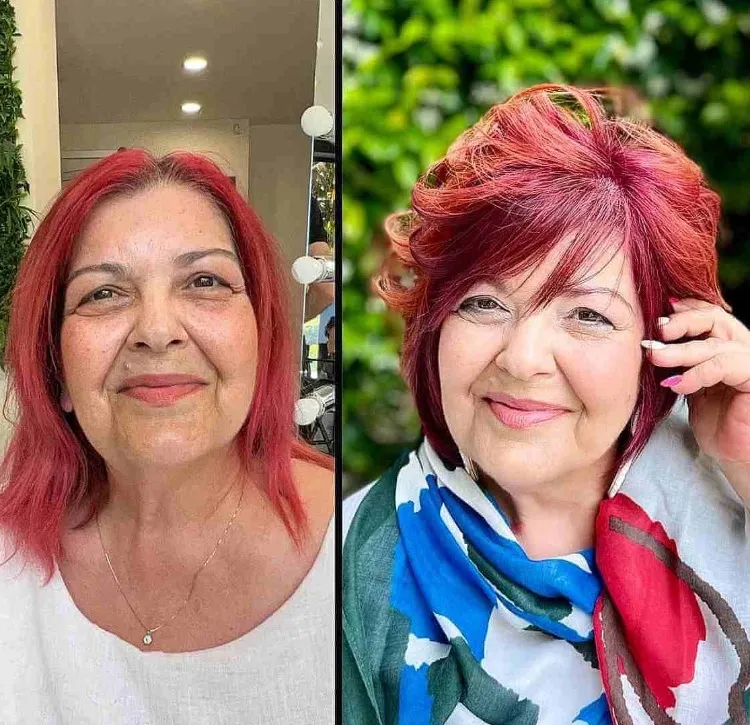Pixie Bob hairstyle for women over 50 before and after