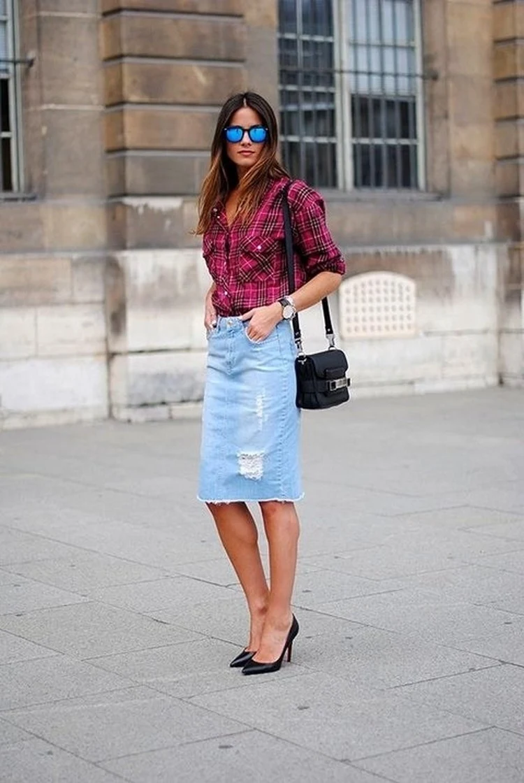 Ripped denim skirts are available in all lengths