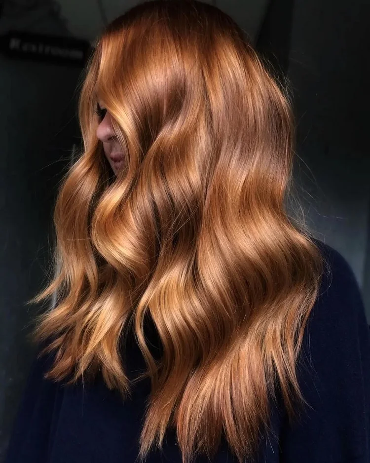 auburn hair color with subtle honey highlights