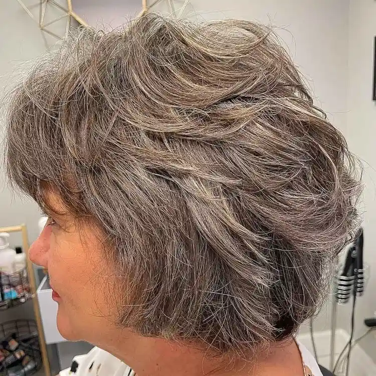 bob hairstyles with bangs for grey hair