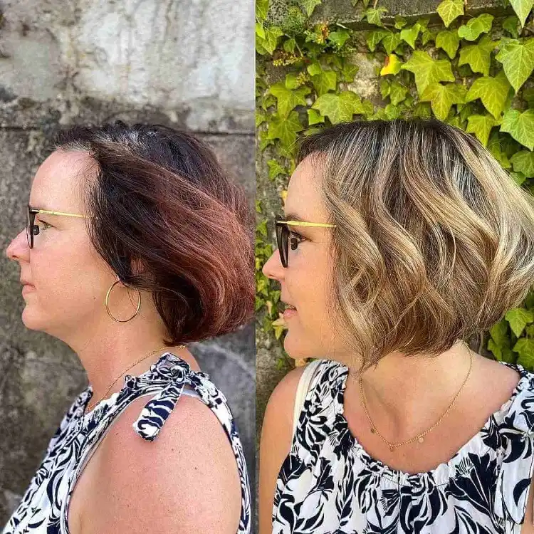 chin length bob for thin hair with waves and layers for women over 50