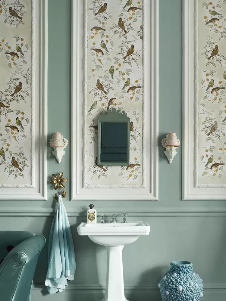 decoupage and classic decor styles with traditional patterns on wallpaper and art pieces