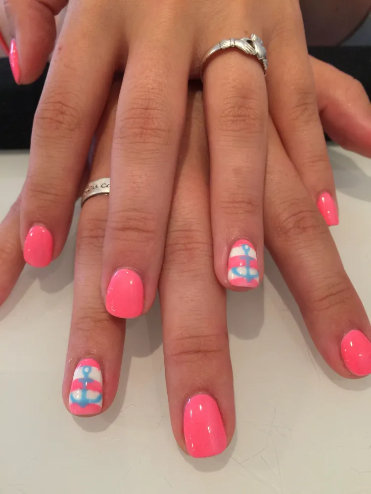 pink nautical nails summer 2022 trend