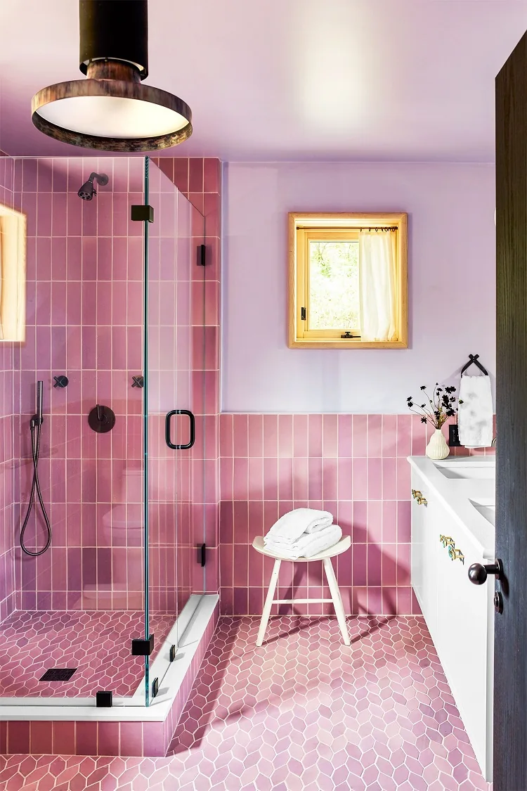 pink tile bathroom trends 2022
