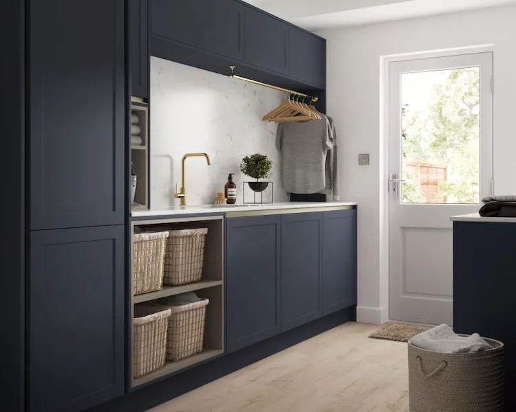 plan a suitable place next to the backdoor for a practical utility room