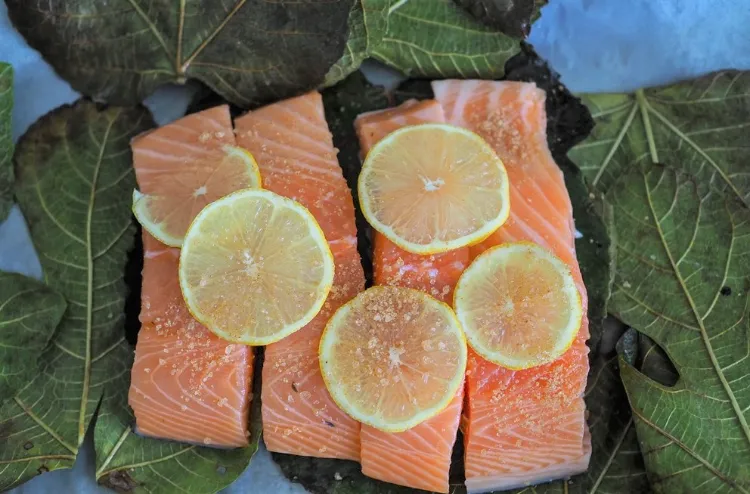 salmon filet wrapped in fig leaves recipe