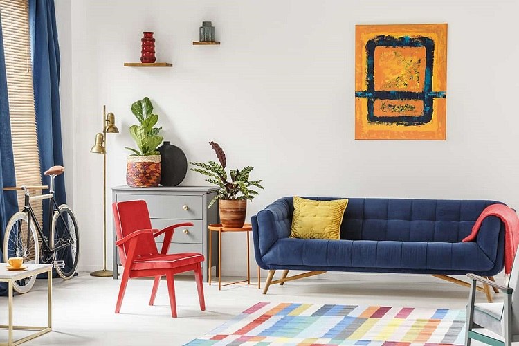 classic decor styles with color accents and mid century modern furniture