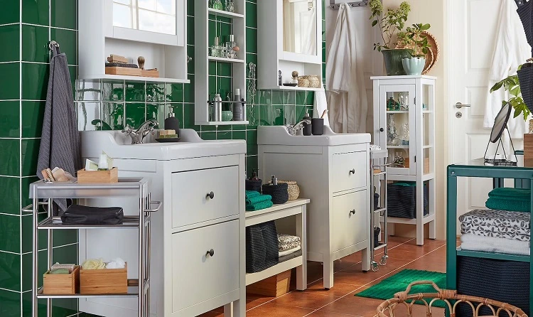 Ikea bathroom design green white