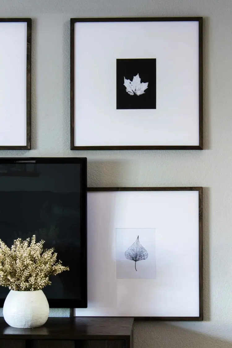 Minimalist fall decoration for the living room photo frames with leaves