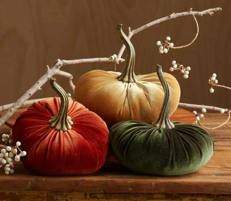 Rustic and classy velvet pumpkin decoration for fall