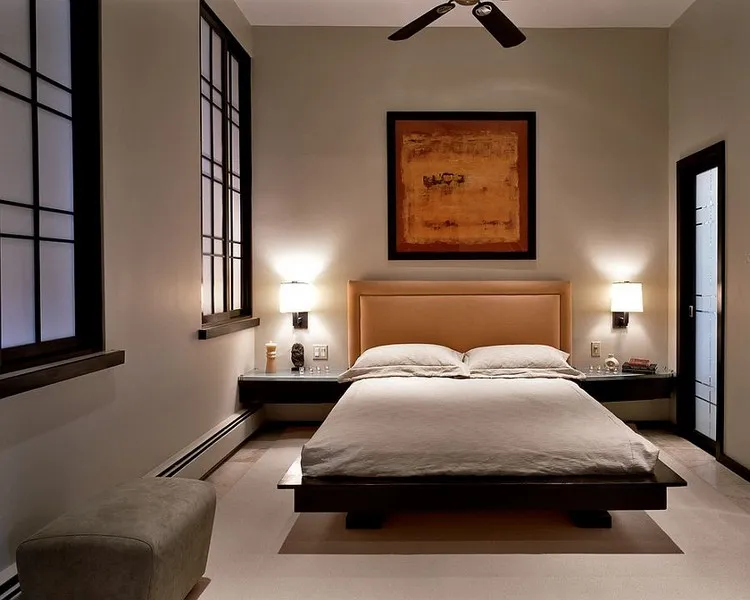 zen bedroom atmosphere natural materials neutral colors