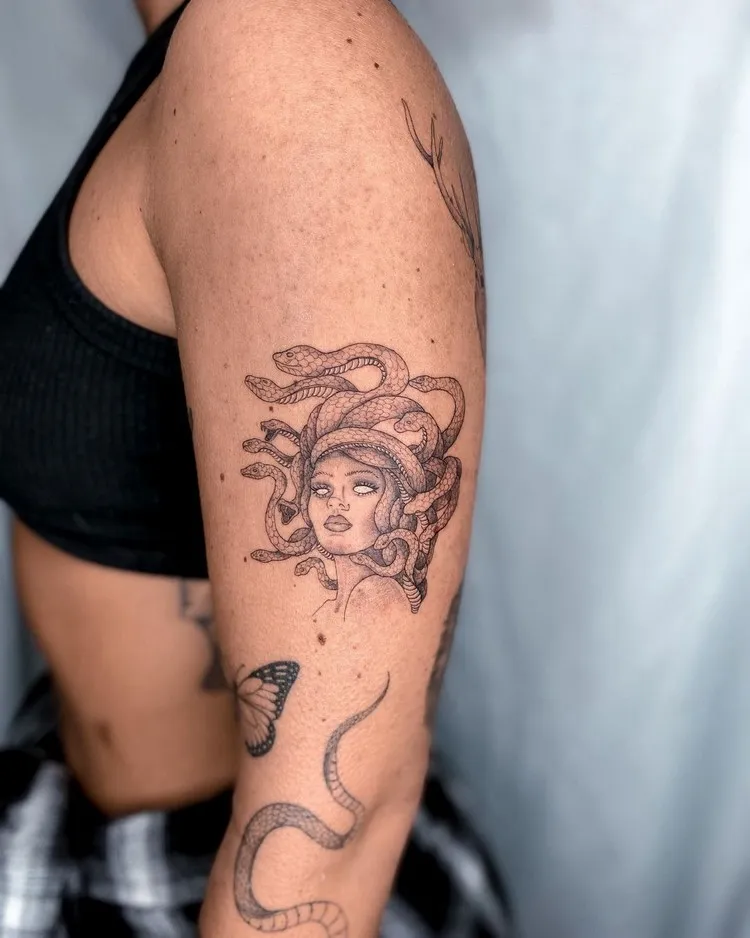 medusa gorgon story tattoo woman trend arm