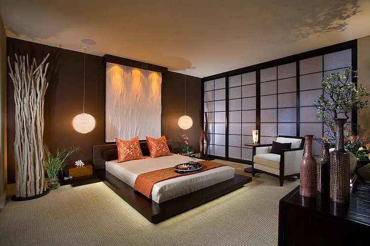 zen bedroom wooden decor subtle lighting