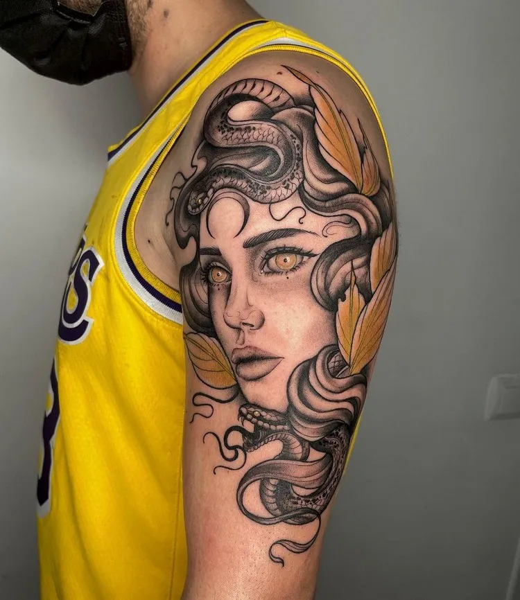 shoulder tattoo men medusa meaning