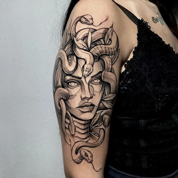 story of medusa trendy tattoo 2022 woman half cuff style