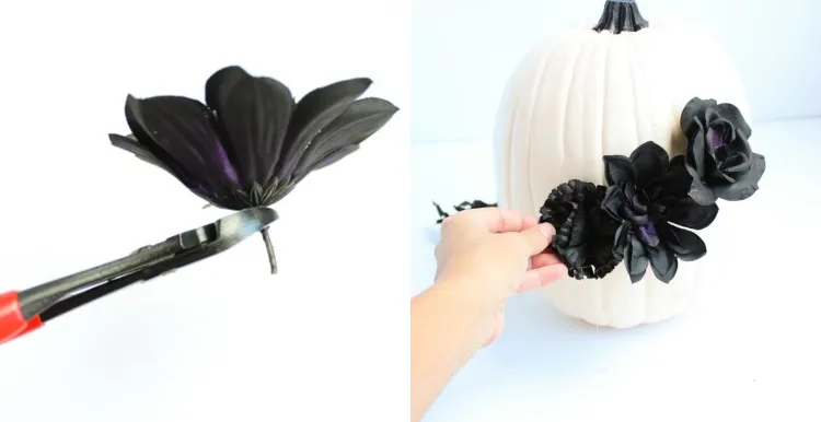 Chic Halloween 2022 DIY table decoration ideas pumpkin black flowers