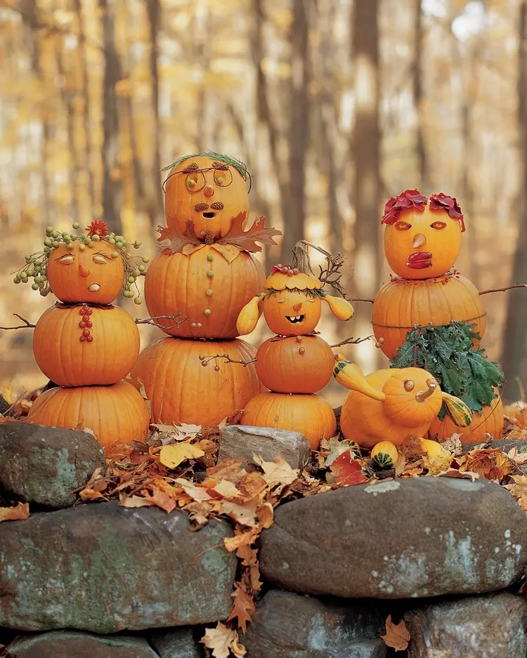 Children will love to create their own pumpkin family