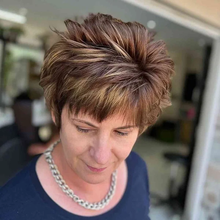 Layered haircut for women over 50 for more volume
