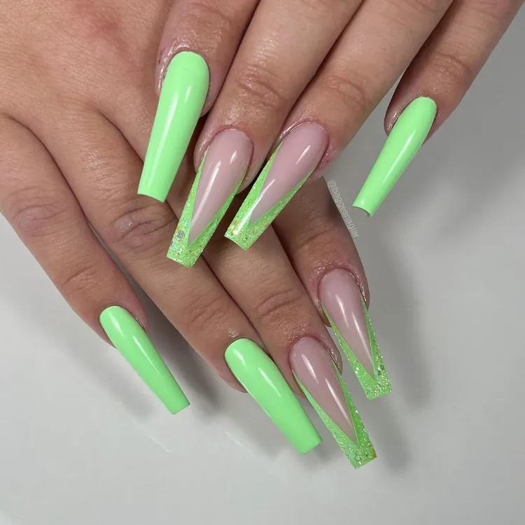 Neon Nail Polish Trend Fall 2022 Long Square Nail Designs