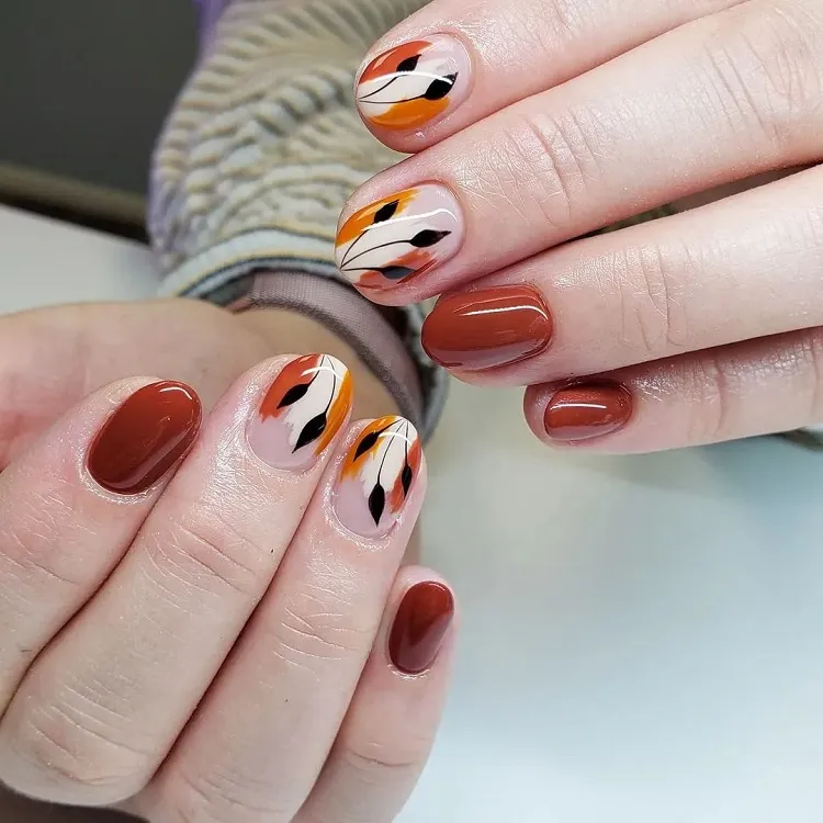 autumn leaves nails, fall leaves nails